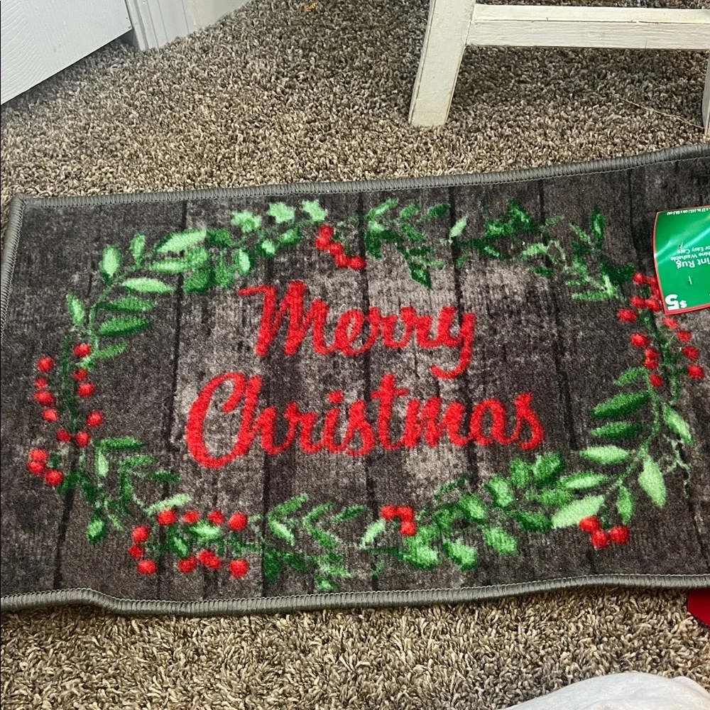 Festive Christmas Doormat with Red and Green Design